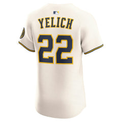 Christian Yelich Milwaukee Brewers Nike Home Elite Player Jersey - Cream Jerseys