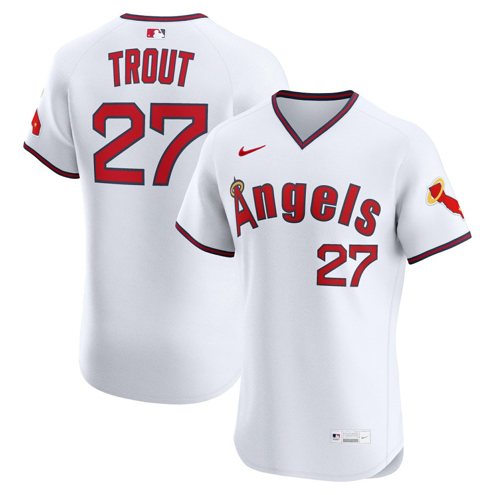 Mike Trout Los Angeles Angels Nike Alternate 2 Elite Jersey - White Jerseys