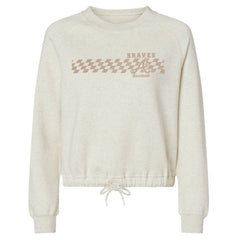 Atlanta Braves Soft as a Grape Women's Tonal Checkered Sweatshirt - Natural Sweatshirts