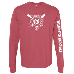 Washington Nationals Soft as a Grape Women's Pigment Dye Long Sleeve T-Shirt - Red T-shirts