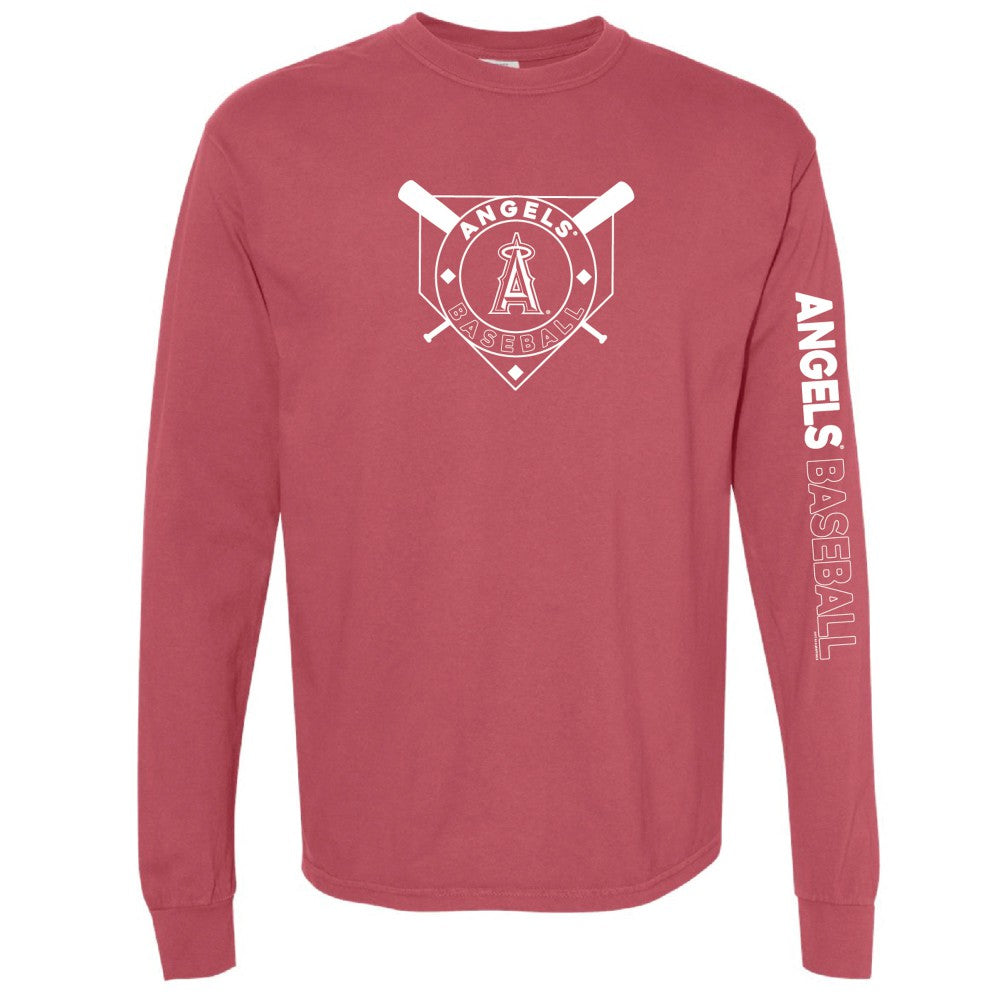 Los Angeles Angels Soft as a Grape Women's Pigment Dye Long Sleeve T-Shirt - Red T-shirts