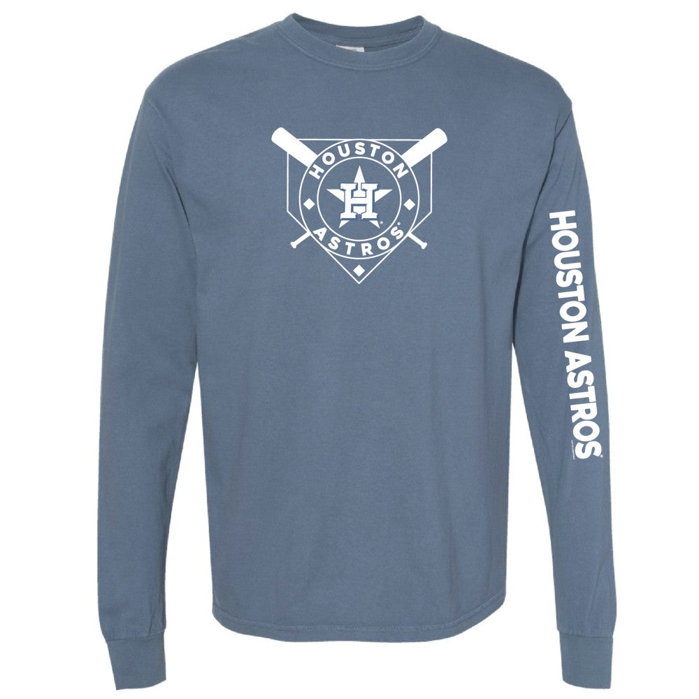 Houston Astros Soft as a Grape Women's Pigment Dye Long Sleeve T-Shirt - Navy T-shirts