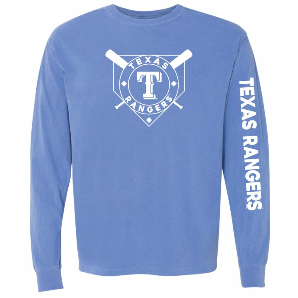 Texas Rangers Soft as a Grape Women's Pigment Dye Long Sleeve T-Shirt - Royal T-shirts