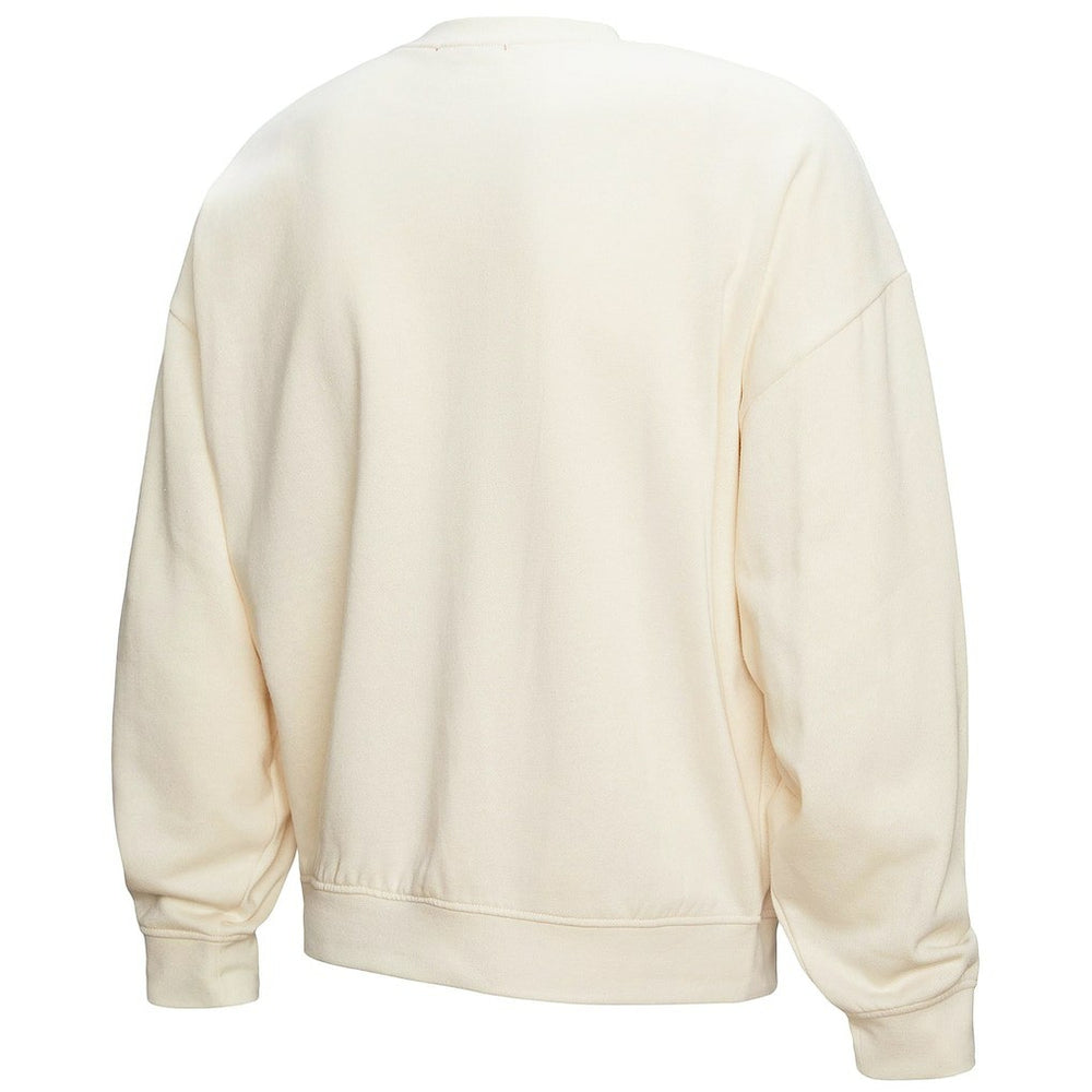 New York Knicks Women's Brush Bucket Pullover Sweatshirt Cream - Mitchell & Ness
