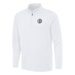Brooklyn Nets Antigua Reprocess Quarter-Zip Top White