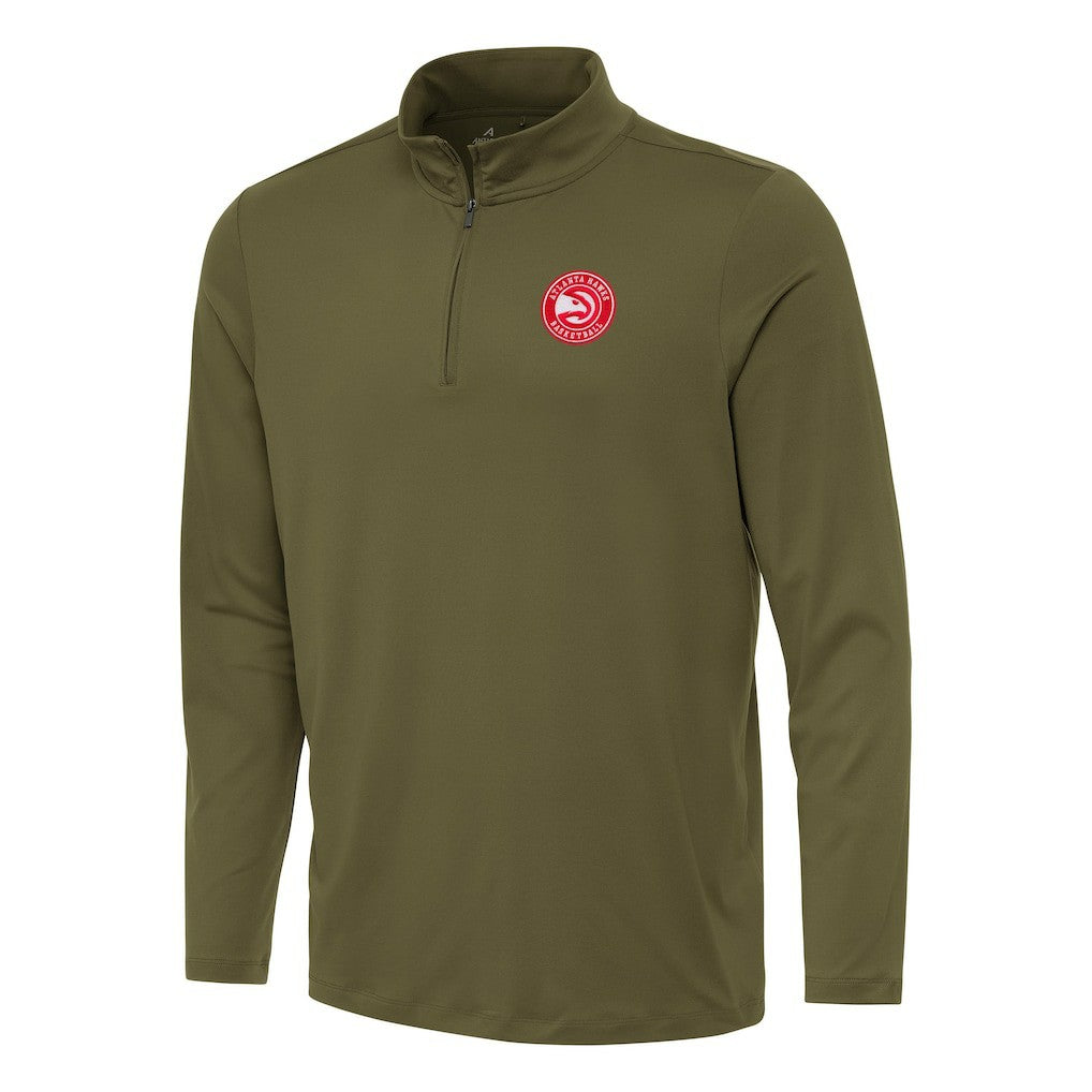 Atlanta Hawks Antigua Reprocess Quarter-Zip Top Olive