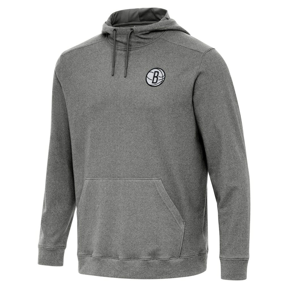 Brooklyn Nets Antigua Cloud Pullover Hoodie Heather Black