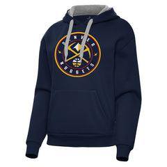 Denver Nuggets Antigua Women's Victory Pullover Hoodie Navy