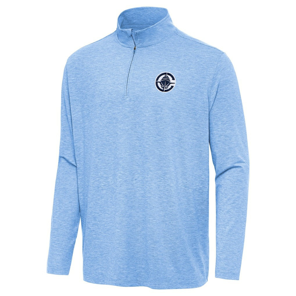 LA Clippers Antigua Hunk Quarter-Zip Top Heather Powder Blue