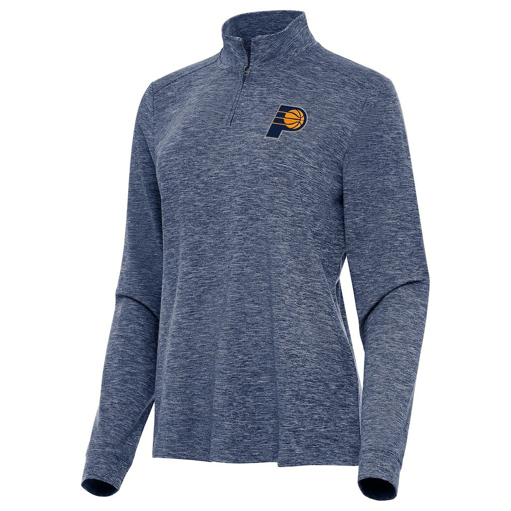 Indiana Pacers Antigua Women's Mentor Quarter-Zip Mock Long Sleeve Top Heather Navy