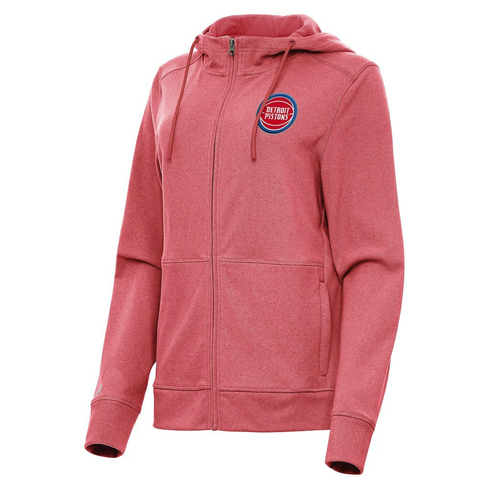 Detroit Pistons Antigua Women's Seeker Full-Zip Hoodie Jacket Heather Red