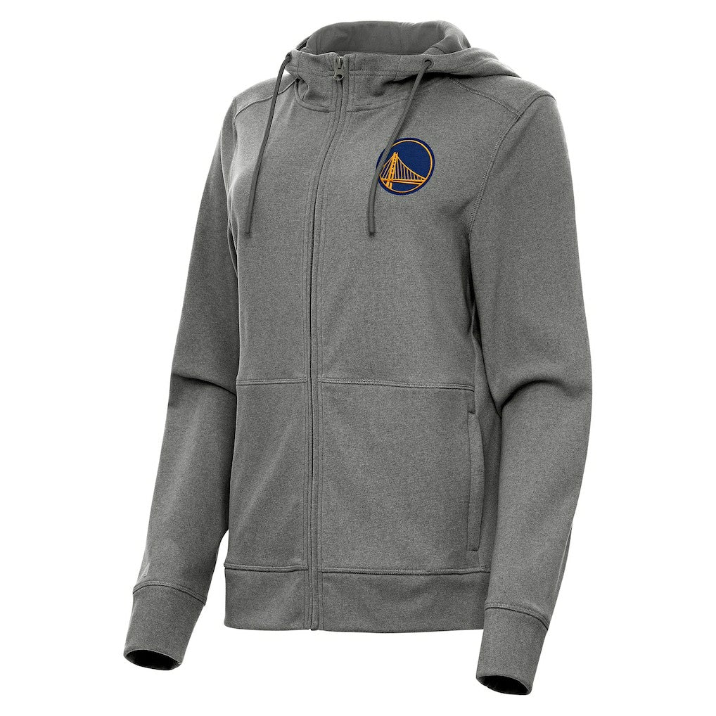 Golden State Warriors Antigua Women's Seeker Full-Zip Hoodie Jacket Heather Charcoal