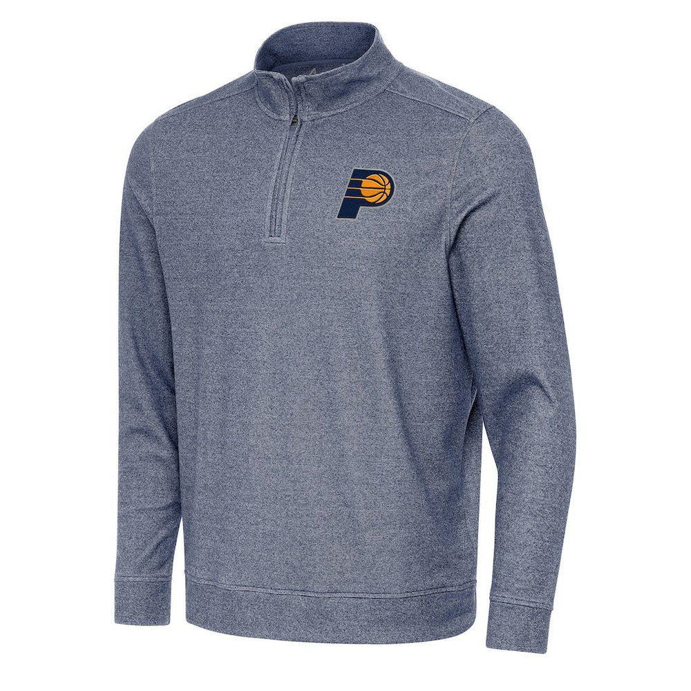 Indiana Pacers Antigua Subtle Quarter-Zip Sweatshirt Heather Navy