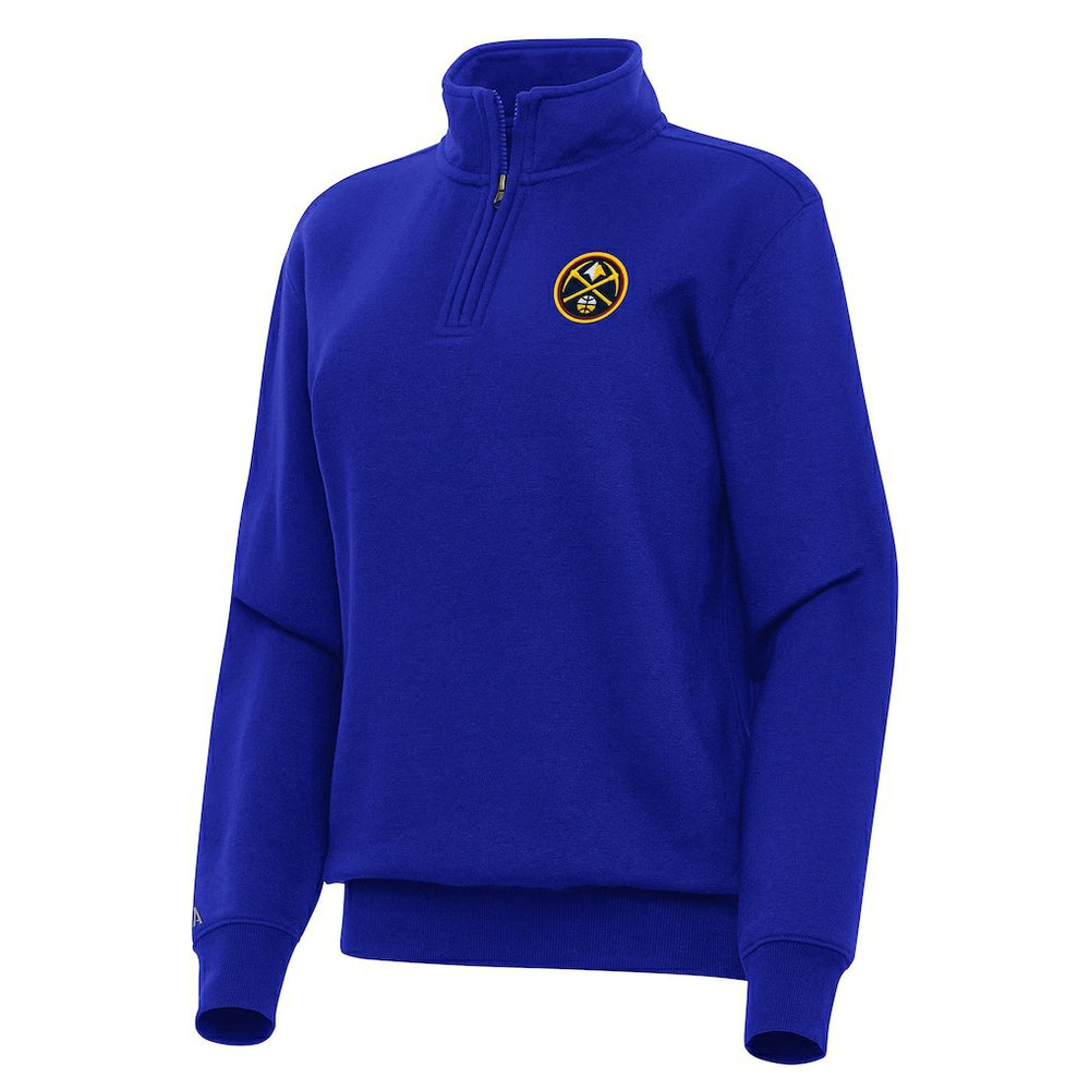Denver Nuggets Antigua Women's Victory Quarter-Zip Sweatshirt Blue