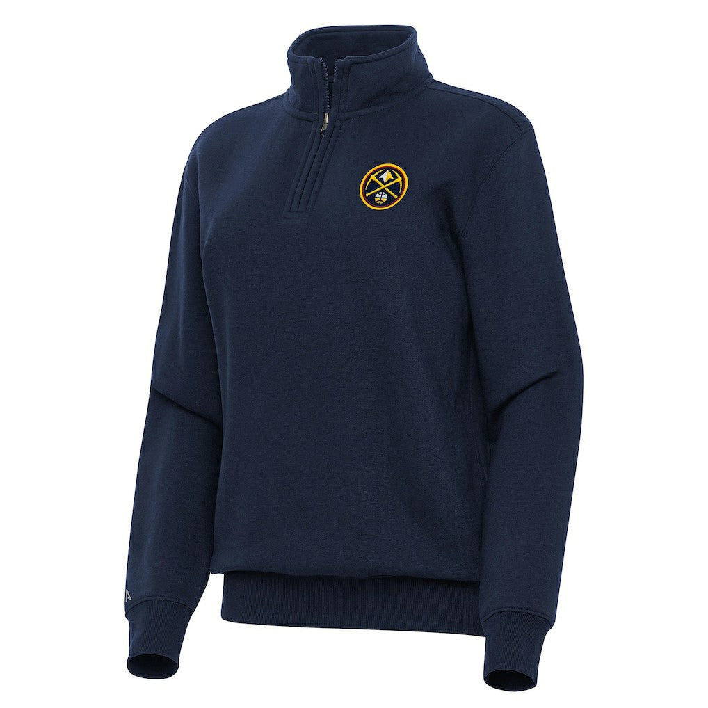 Denver Nuggets Antigua Women's Victory Quarter-Zip Sweatshirt Navy