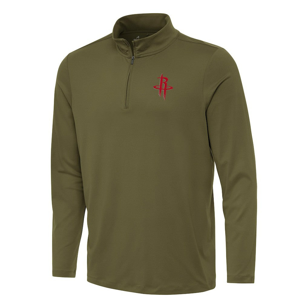 Houston Rockets Antigua Reprocess Quarter-Zip Top Olive