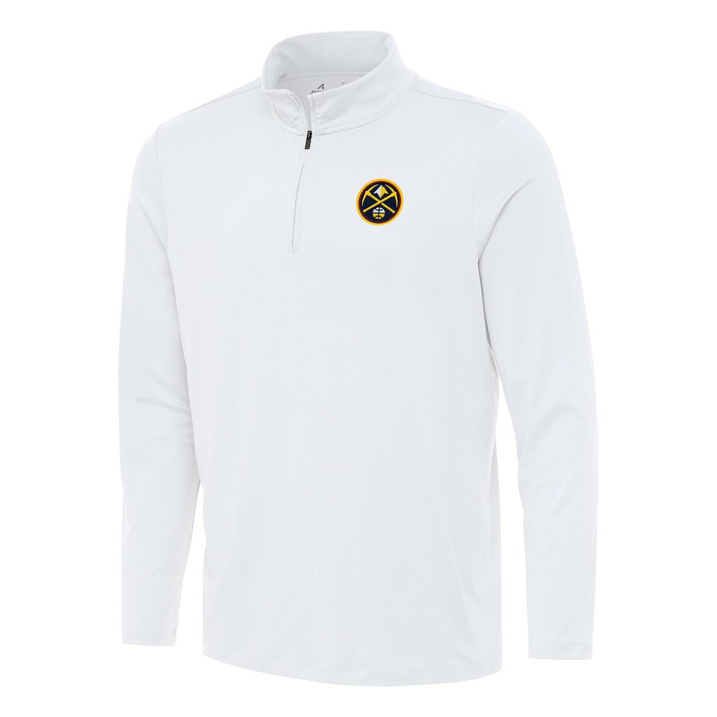 Denver Nuggets Antigua Reprocess Quarter-Zip Top White