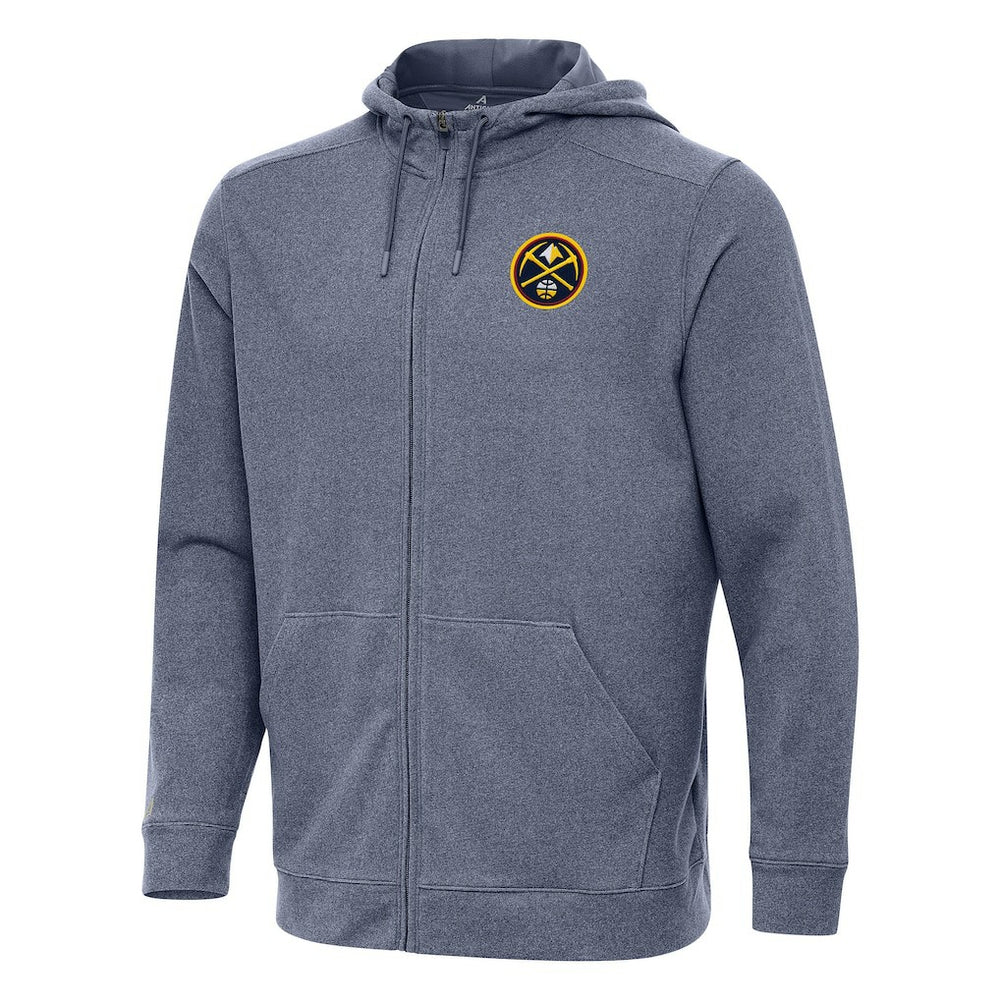 Denver Nuggets Antigua Effortless Full-Zip Hoodie Jacket Heather Navy