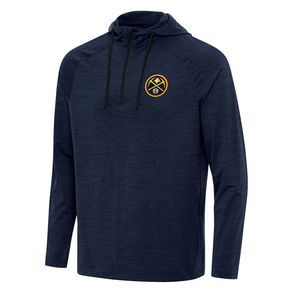 Denver Nuggets Antigua Spikes Raglan Quarter-Zip Hoodie Heather Navy