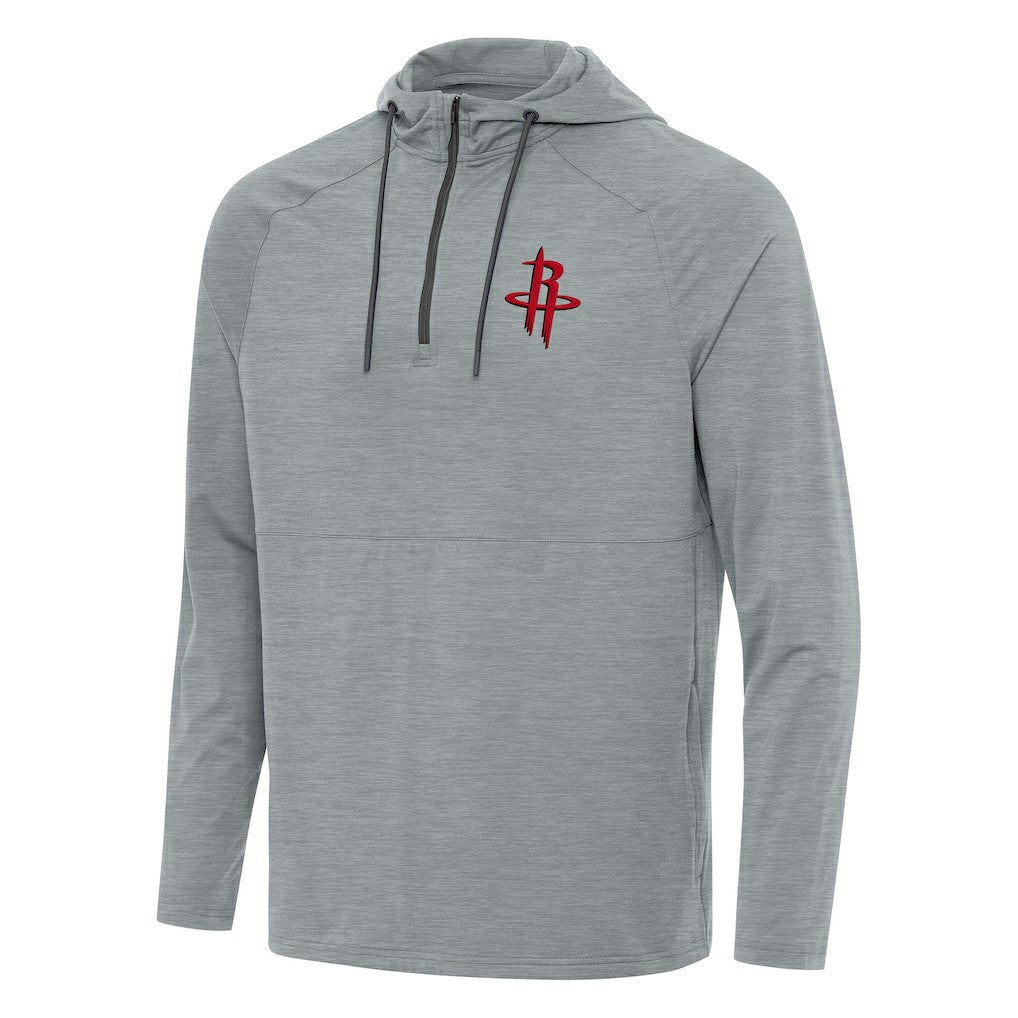 Houston Rockets Antigua Spikes Raglan Quarter-Zip Hoodie Heather Gray