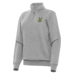 Milwaukee Bucks Antigua Women's Victory Quarter-Zip Sweatshirt Heather Gray