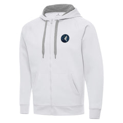 Minnesota Timberwolves Antigua Big & Tall Victory Full-Zip Hoodie Jacket White