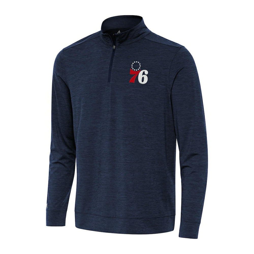 Philadelphia 76ers Antigua Bright Quarter-Zip Top Heather Navy