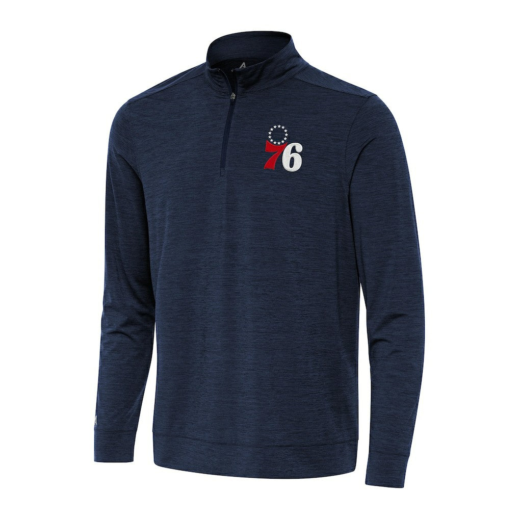 Philadelphia 76ers Antigua Bright Quarter-Zip Top Heather Navy