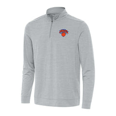New York Knicks Antigua Bright Quarter-Zip Top Heather Gray