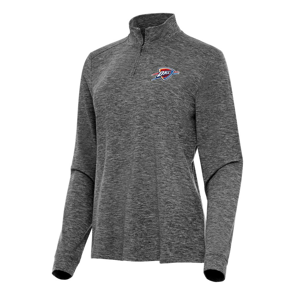 Oklahoma City Thunder Antigua Women's Mentor Quarter-Zip Mock Long Sleeve Top Heather Black