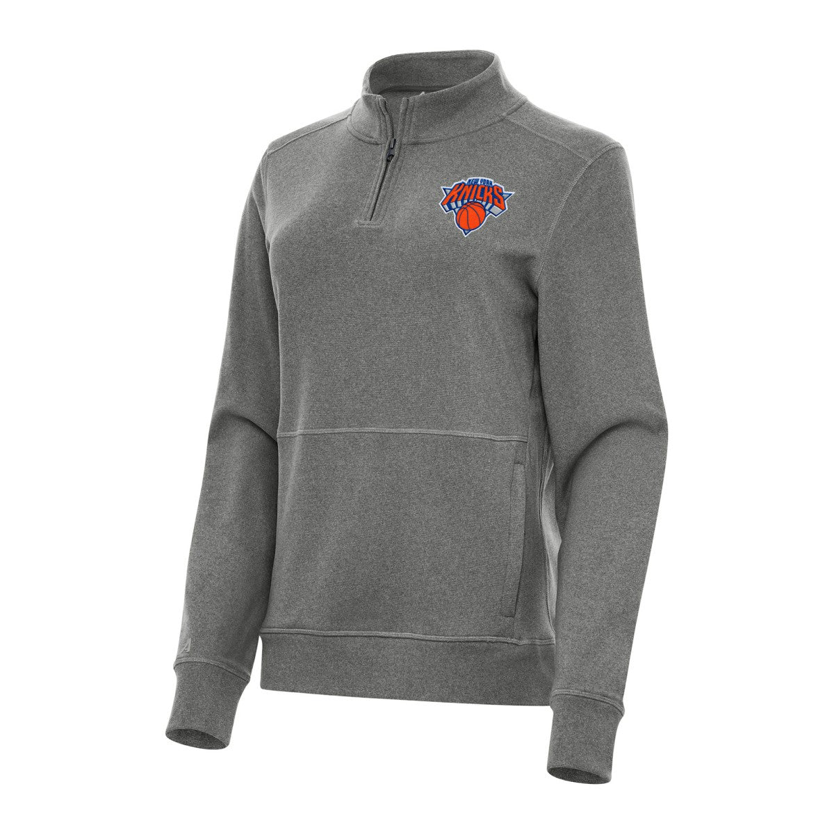 New York Knicks Antigua Women's Crush Quarter-Zip Fleece Sweatshirt Heather Black outlet