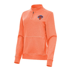 New York Knicks Antigua Women's Crush Quarter-Zip Fleece Sweatshirt Heather Orange