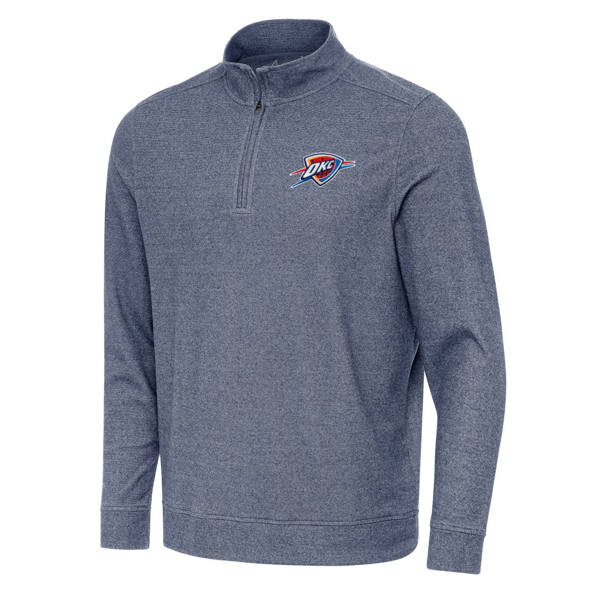 Oklahoma City Thunder Antigua Subtle Quarter-Zip Sweatshirt Heather Navy