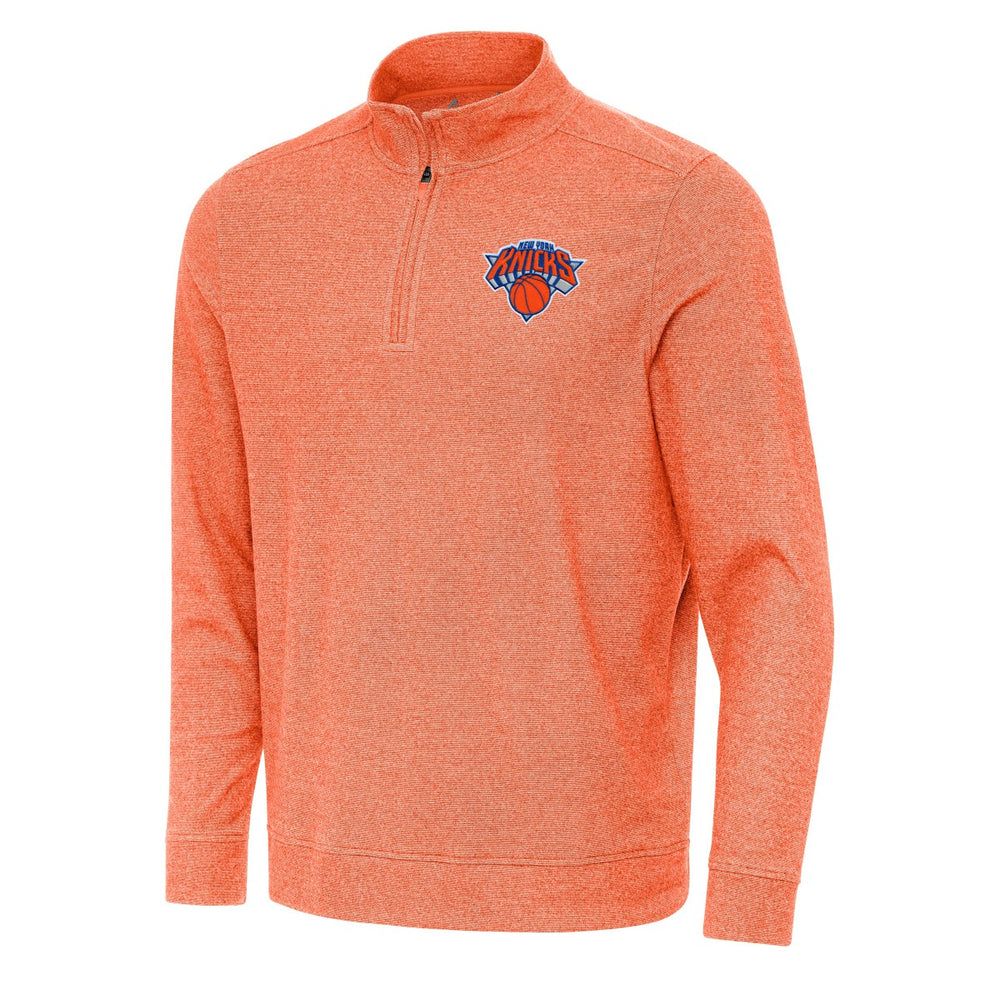 New York Knicks Antigua Subtle Quarter-Zip Sweatshirt Heather Orange
