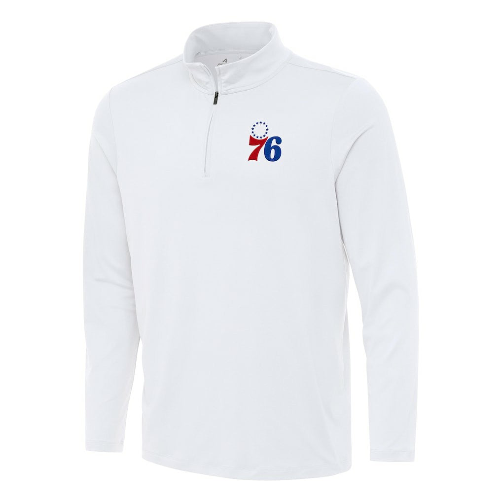 Philadelphia 76ers Antigua Reprocess Quarter-Zip Top White
