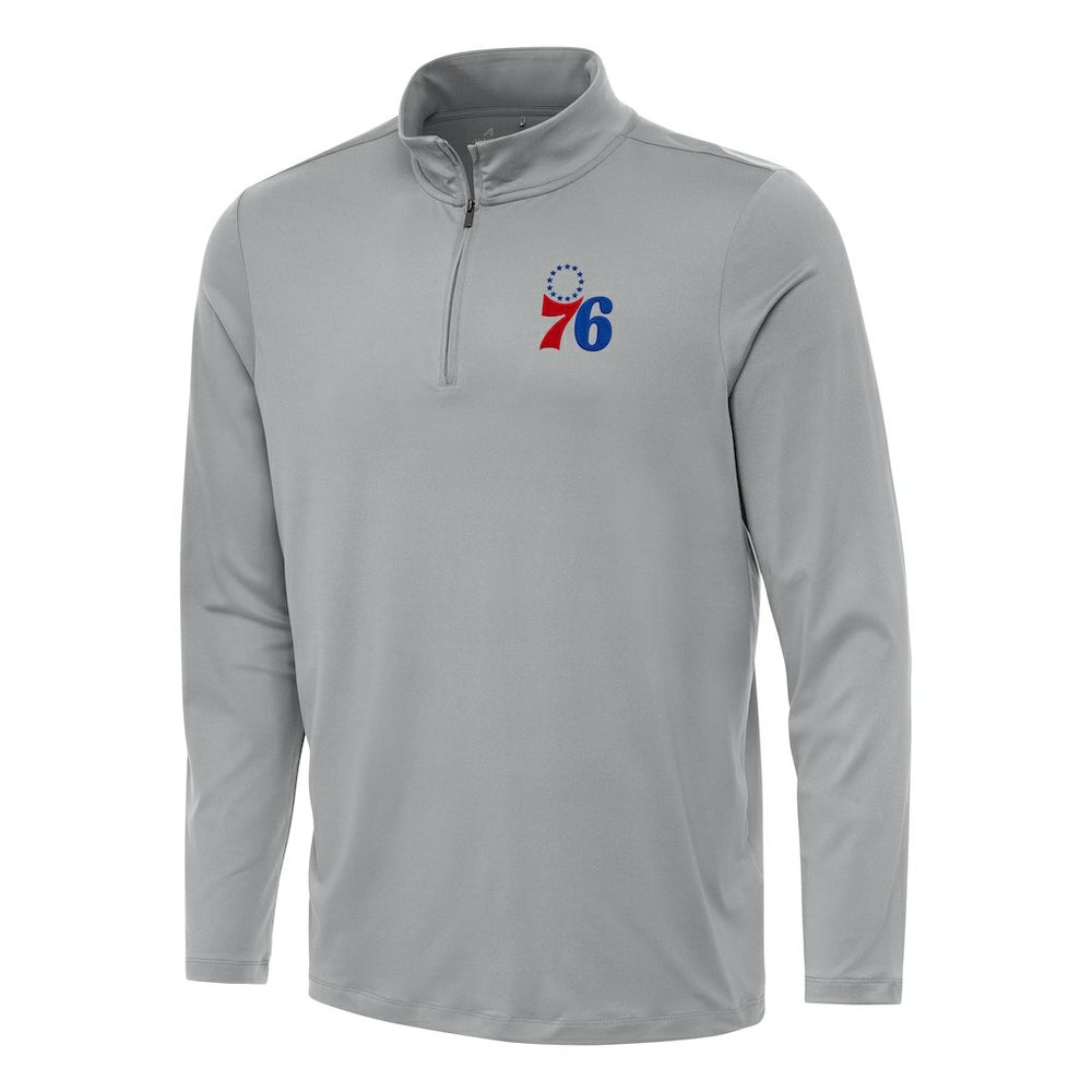 Philadelphia 76ers Antigua Reprocess Quarter-Zip Top Gray