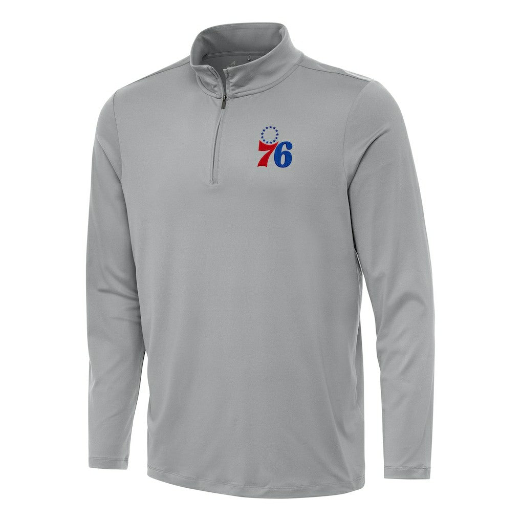 Philadelphia 76ers Antigua Reprocess Quarter-Zip Top Gray