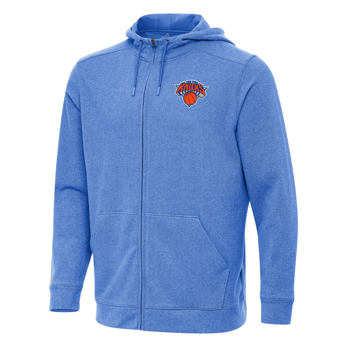New York Knicks Antigua Effortless Full-Zip Hoodie Jacket Heather Blue