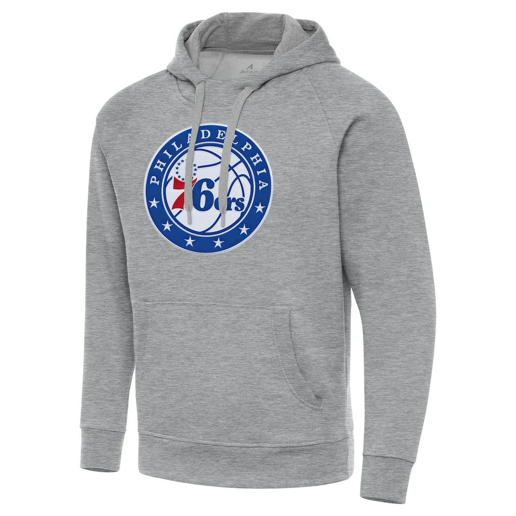 Philadelphia 76ers Antigua Big & Tall Victory Raglan Pullover Hoodie Heather Gray