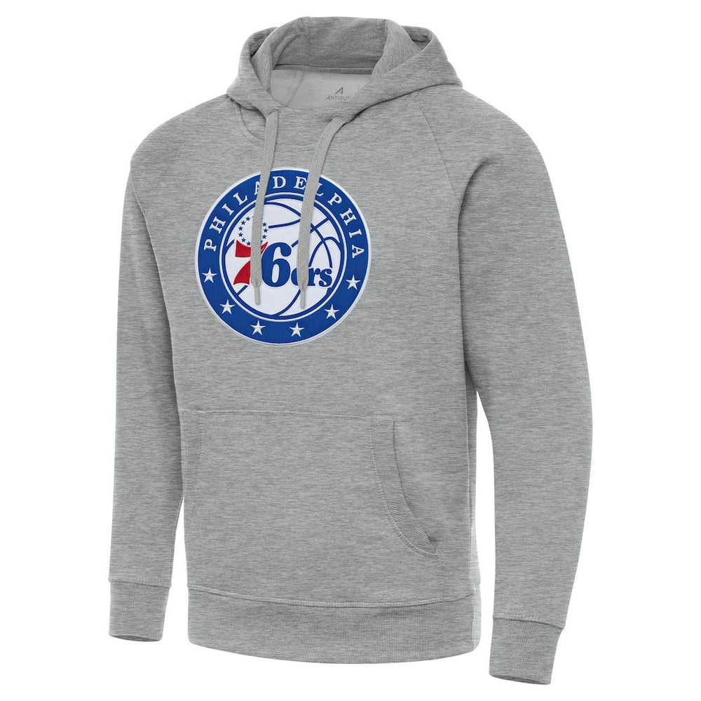 Philadelphia 76ers Antigua Big & Tall Victory Raglan Pullover Hoodie Heather Gray