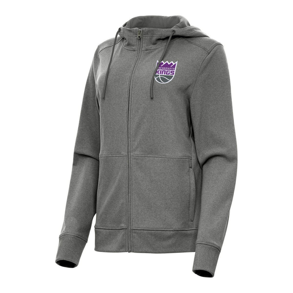 Sacramento Kings Antigua Women's Seeker Full-Zip Hoodie Jacket Heather Charcoal