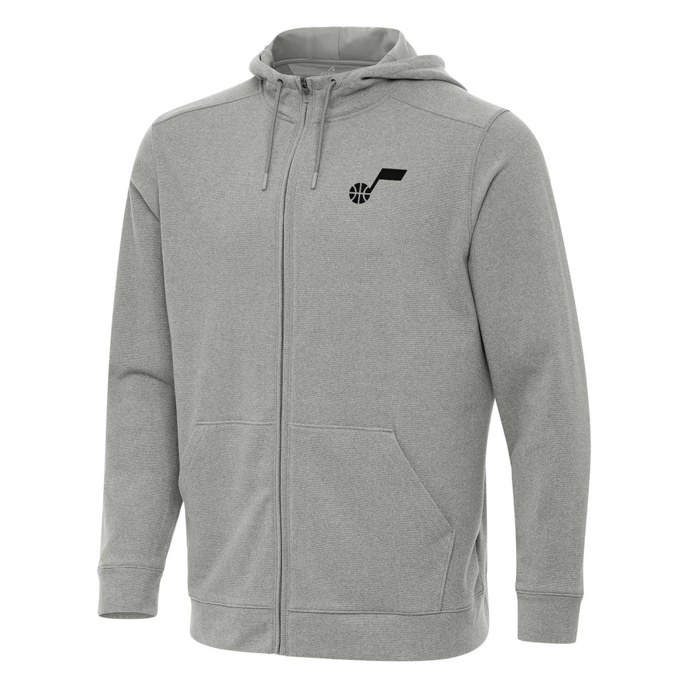 Utah Jazz Antigua Effortless Full-Zip Hoodie Jacket Heather Gray