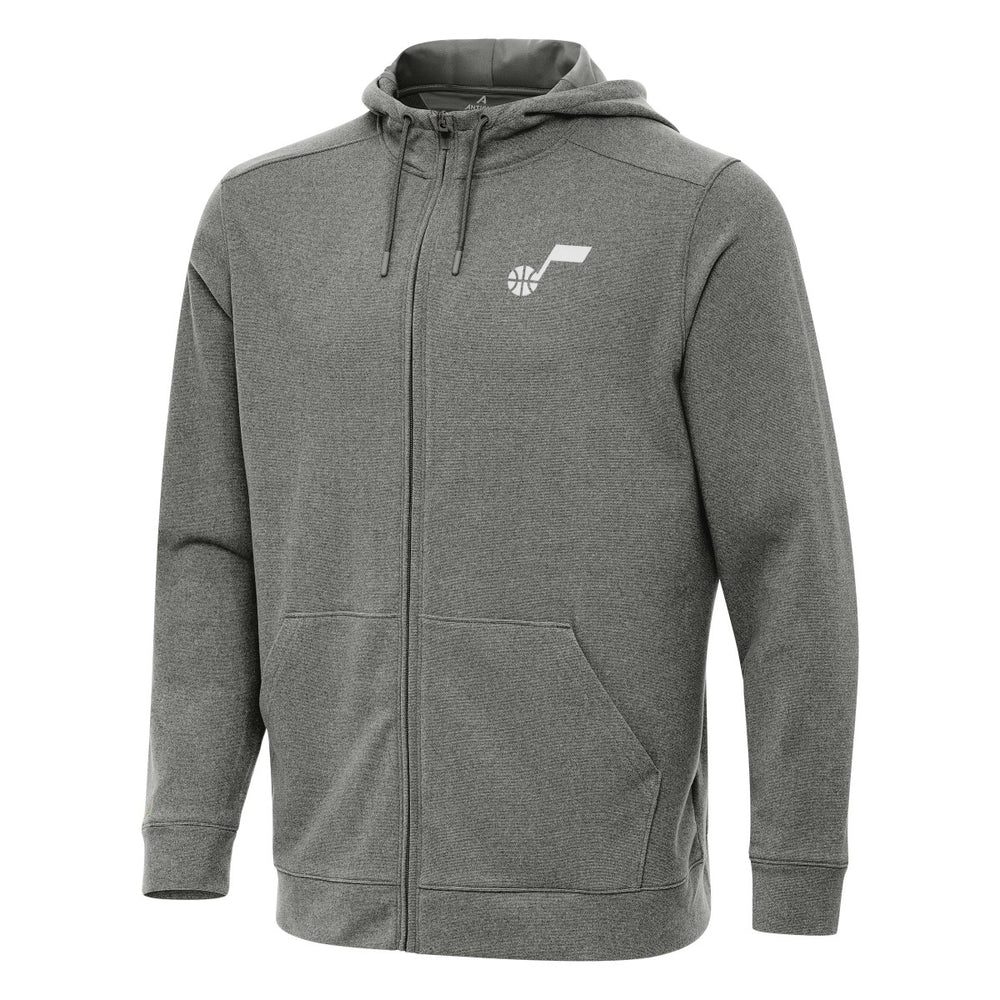 Utah Jazz Antigua Effortless Full-Zip Hoodie Jacket Heather Charcoal