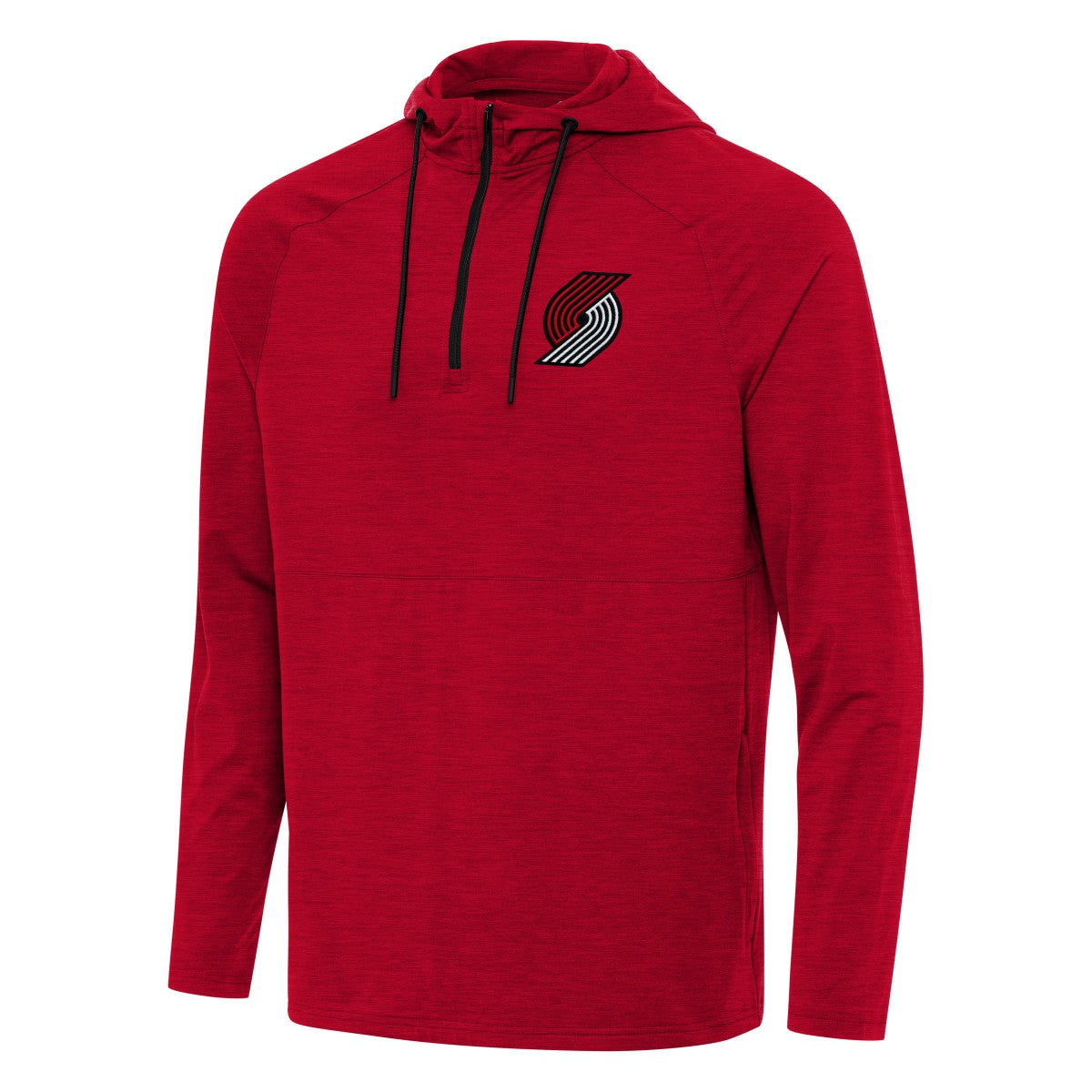 Portland Trail Blazers Antigua Spikes Raglan Quarter-Zip Hoodie Heather Red