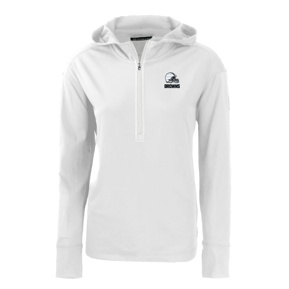 Cleveland Browns Cutter & Buck Women's Daybreak Eco Recycled Half-Zip Hoodie - White Hoodies