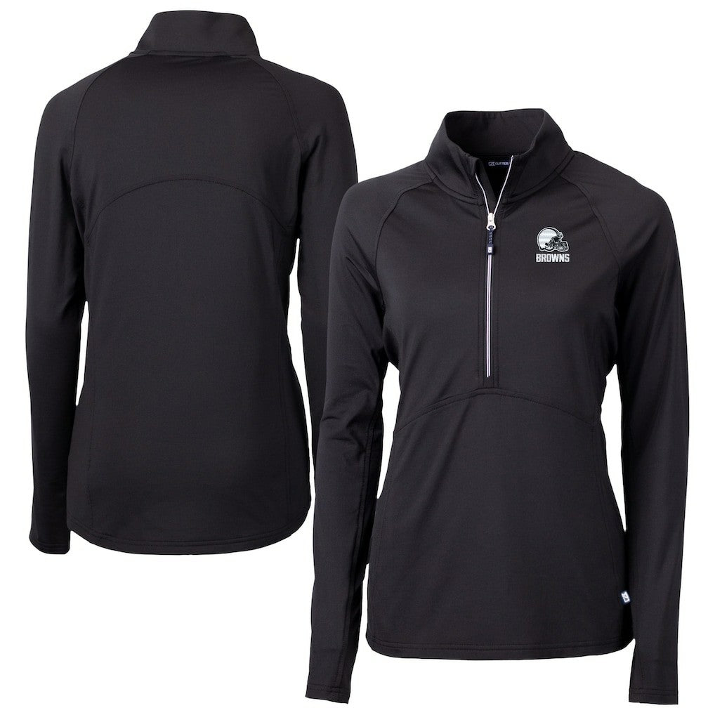 Cleveland Browns Cutter & Buck Women's Adapt Eco Knit Stretch Recycled Half-Zip Pullover Top - Black Pullover