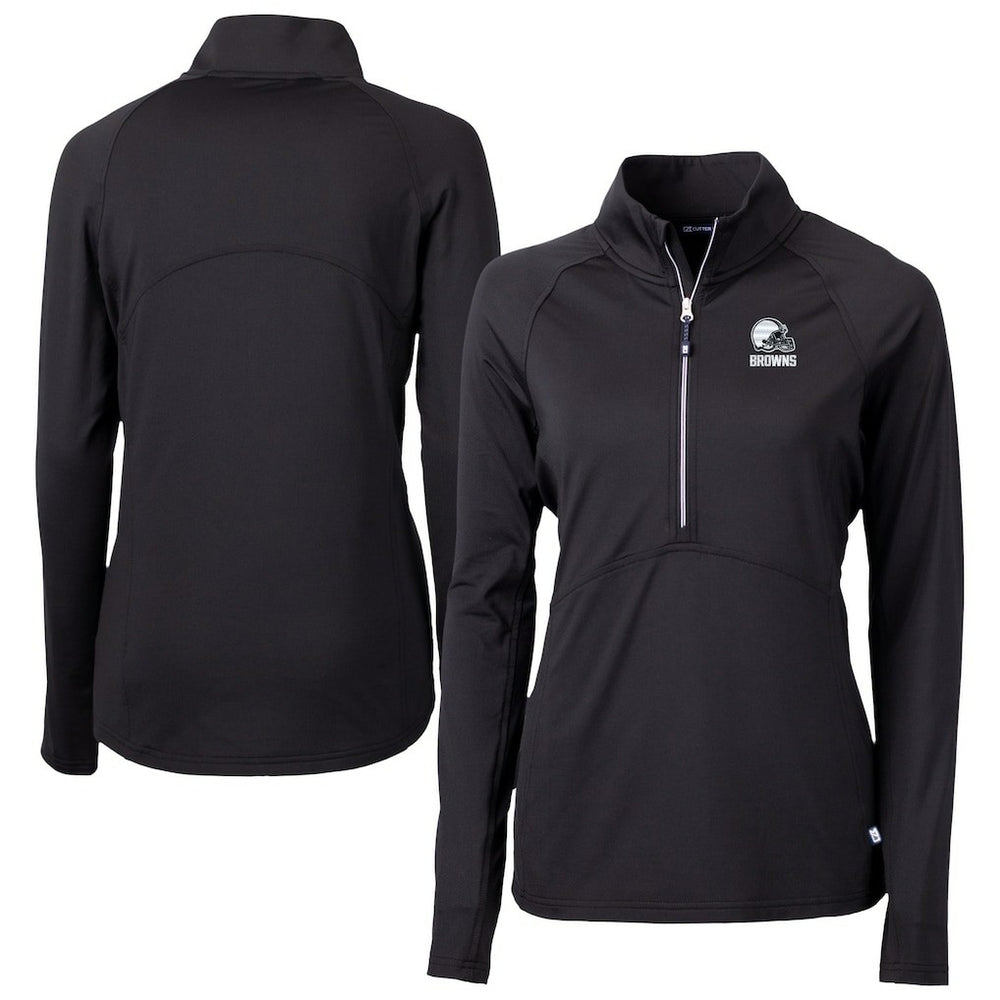 Cleveland Browns Cutter & Buck Women's Adapt Eco Knit Stretch Recycled Half-Zip Pullover Top - Black Pullover