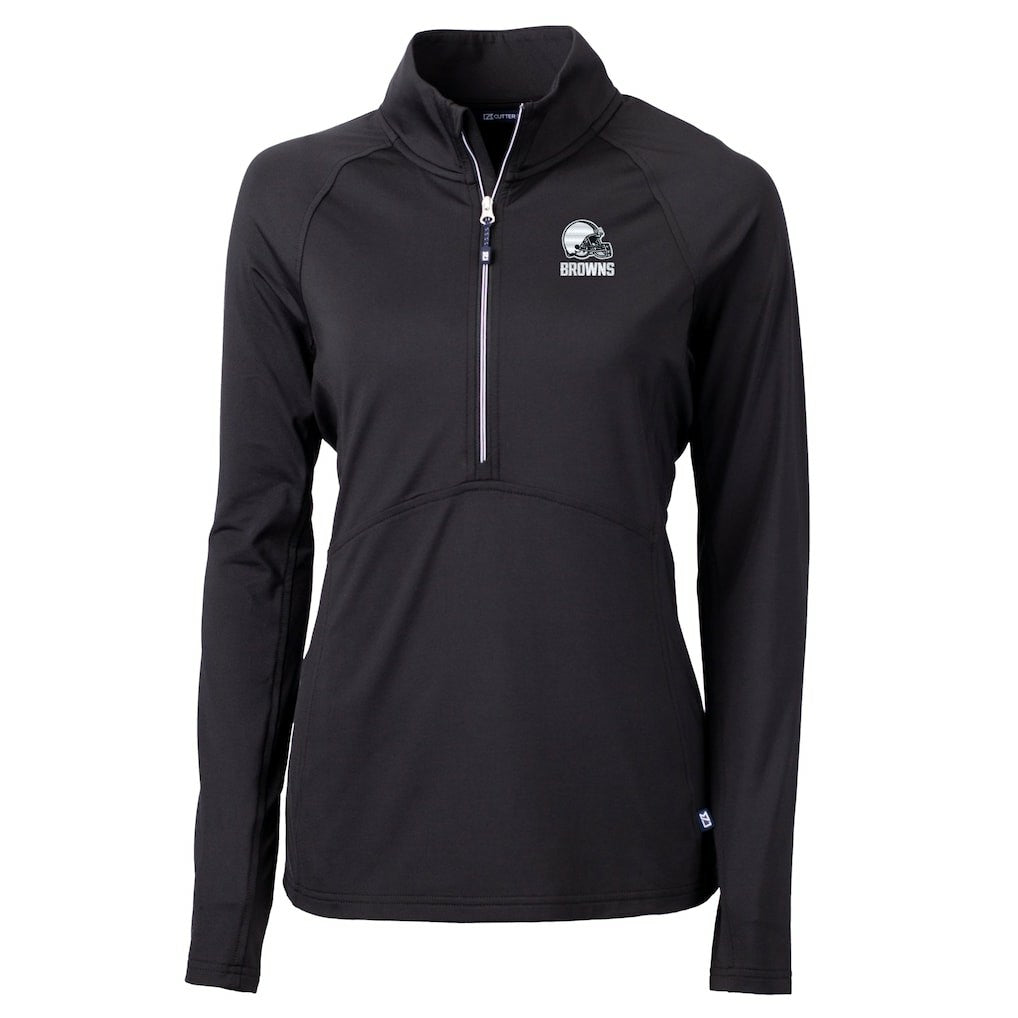 Cleveland Browns Cutter & Buck Women's Adapt Eco Knit Stretch Recycled Half-Zip Pullover Top - Black Pullover