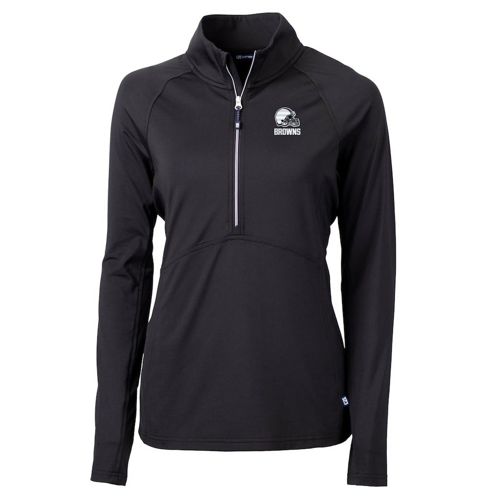 Cleveland Browns Cutter & Buck Women's Adapt Eco Knit Stretch Recycled Half-Zip Pullover Top - Black Pullover