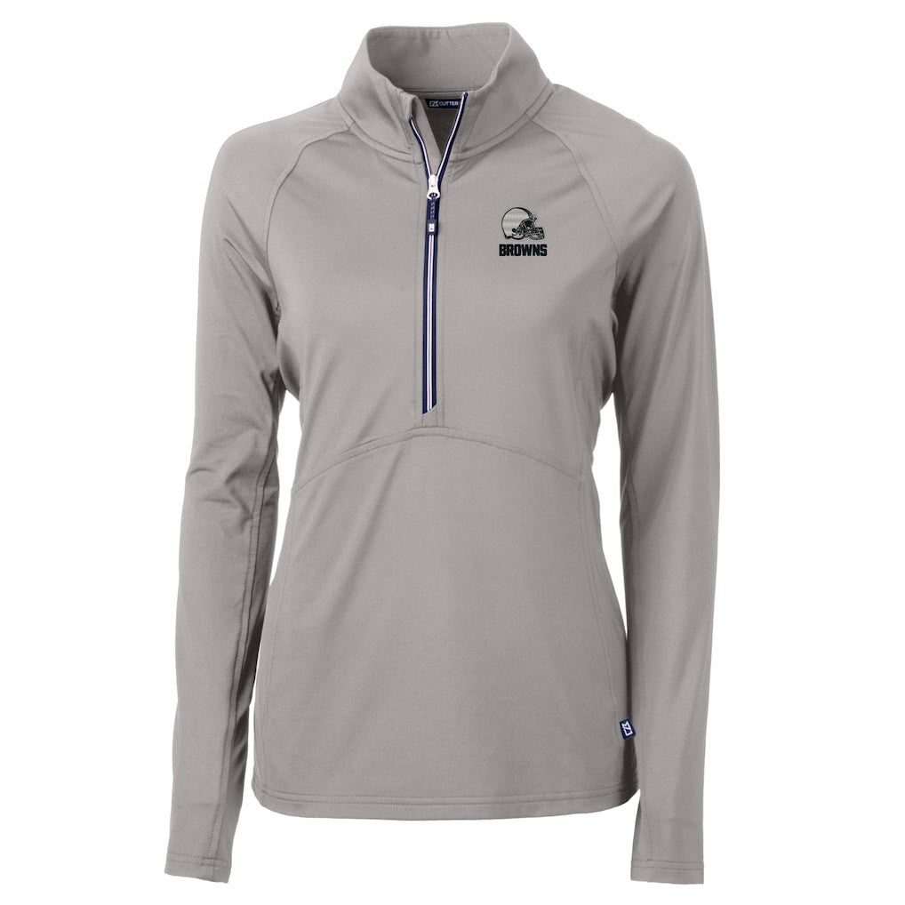 Cleveland Browns Cutter & Buck Women's Adapt Eco Knit Stretch Recycled Half-Zip Pullover Top - Gray Pullover